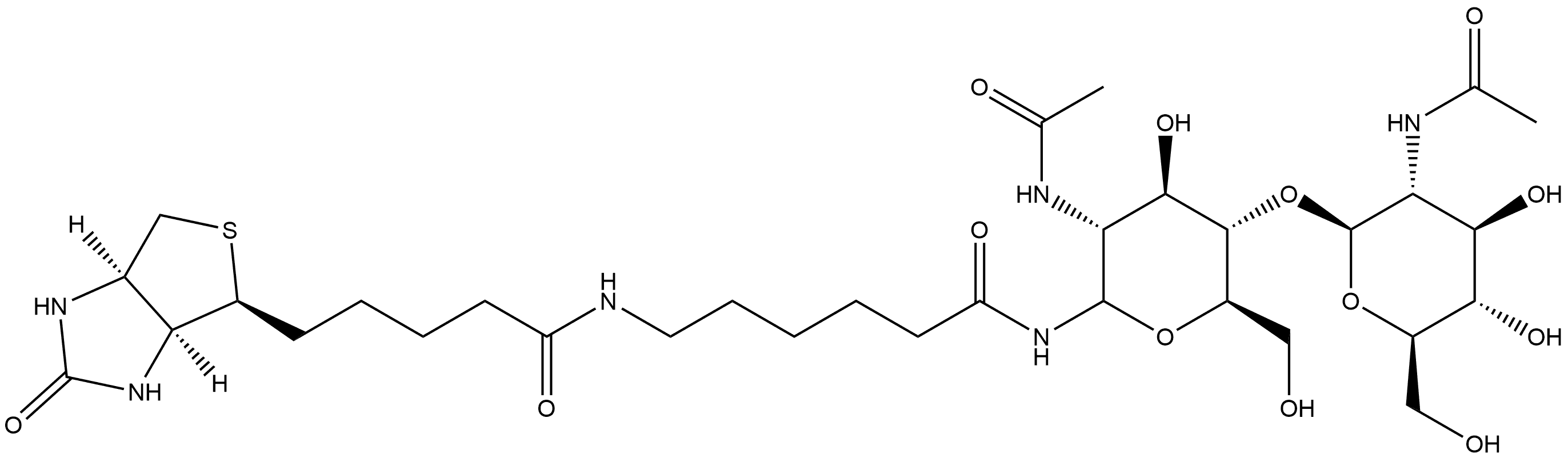 3aS-(3aα,4β,6aα)]-N-[6-[[2-(acetylamino)-4-O-[2-(acetylamino)-2-deoxy-β-D-glucopyranosyl]-2-deoxy-D-glucopyranosyl]amino]-6-oxohexyl]hexahydro-2-oxo-1H-Thieno[3,4-d]imidazole-4-pentanamide Structure