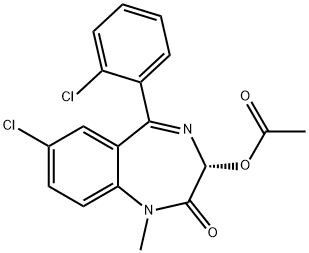 2H-1,4-Benzodiazepin-2-one, 3-(acetyloxy)-7-chloro-5-(2-chlorophenyl)-1,3-dihydro-1-methyl-, (3R)- Structure