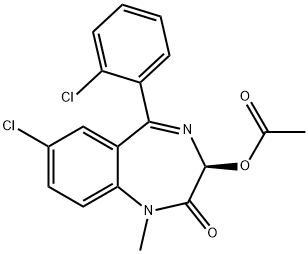 2H-1,4-Benzodiazepin-2-one, 3-(acetyloxy)-7-chloro-5-(2-chlorophenyl)-1,3-dihydro-1-methyl-, (3S)- Structure