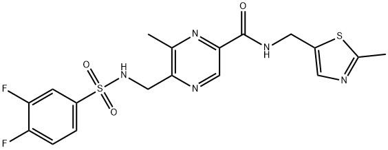 2-Pyrazinecarboxamide, 5-[[[(3,4-difluorophenyl)sulfonyl]amino]methyl]-6-methyl-N-[(2-methyl-5-thiazolyl)methyl]- Structure