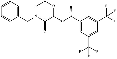 3-Morpholinone, 2-[(1R)-1-[3,5-bis(trifluoromethyl)phenyl]ethoxy]-4-(phenylmethyl)- Structure