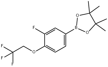 1,3,2-Dioxaborolane, 2-[3-fluoro-4-(2,2,2-trifluoroethoxy)phenyl]-4,4,5,5-tetramethyl- 구조식 이미지