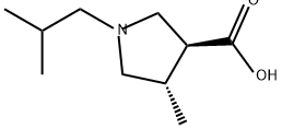 3-Pyrrolidinecarboxylic acid, 4-methyl-1-(2-methylpropyl)-, (3S,4S)- Structure