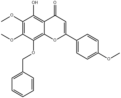 4H-1-Benzopyran-4-one, 5-hydroxy-6,7-dimethoxy-2-(4-methoxyphenyl)-8-(phenylmethoxy)- 구조식 이미지