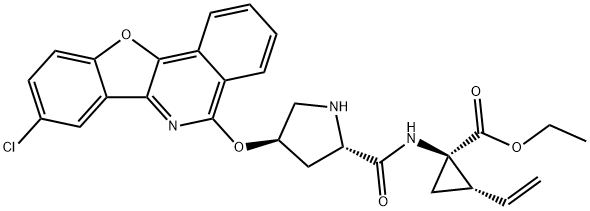 ethyl (1R,2S)-1-((2S,4R)-4-((8-chlorobenzofuro[3,2-c]isoquinolin-5-yl)oxy)pyrrolidine-2-carboxamido)-2-vinylcyclopropane-1-carboxylate hydrochloride Structure