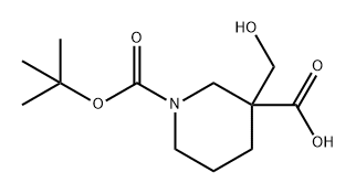 1,3-Piperidinedicarboxylic acid, 3-(hydroxymethyl)-, 1-(1,1-dimethylethyl) ester 구조식 이미지