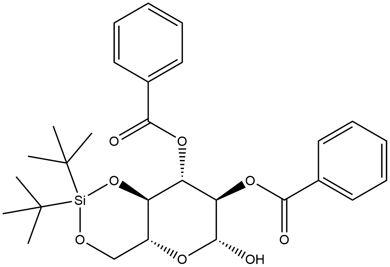 2,3-di-O-benzoyl-4,6-O-(di-tert-butylsilanediyl)-β-D-glucopyranose Structure