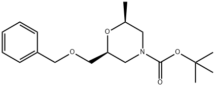 4-Morpholinecarboxylic acid, 2-methyl-6-[(phenylmethoxy)methyl]-, 1,1-dimethylethyl ester, (2S,6S)- Structure