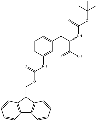 L-Phenylalanine, N-[(1,1-dimethylethoxy)carbonyl]-3-[[(9H-fluoren-9-ylmethoxy)carbonyl]amino]- Structure