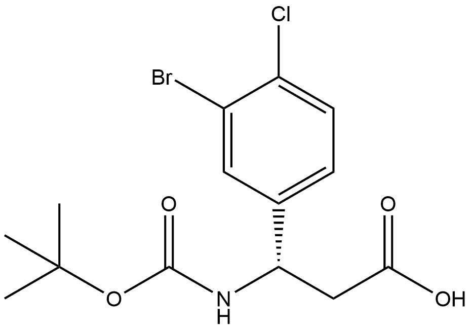 (3S)-3-(3-bromo-4-chlorophenyl)-3-[(2-methylpropan-2-yl)oxycarbonylamino]propanoic acid Structure