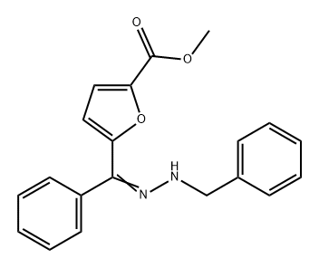 2-Furancarboxylic acid, 5-[phenyl[2-(phenylmethyl)hydrazinylidene]methyl]-, methyl ester Structure