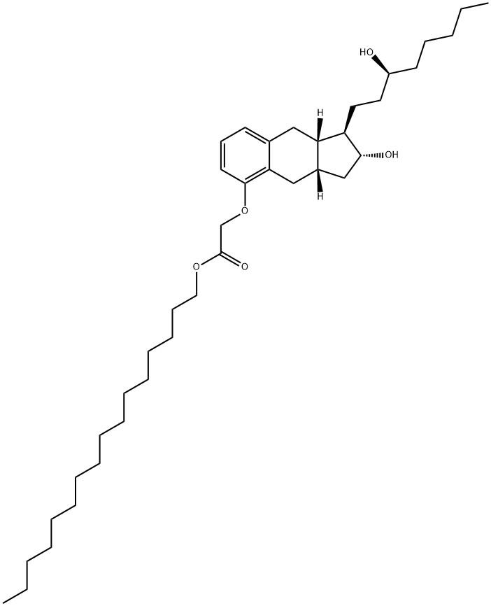 Acetic acid, 2-[[(1R,2R,3aS,9aS)-2,3,3a,4,9,9a-hexahydro-2-hydroxy-1-[(3S)-3-hydroxyoctyl]-1H-benz[f]inden-5-yl]oxy]-, hexadecyl ester Structure