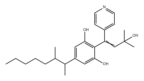 1,3-Benzenediol, 5-(1,2-dimethylheptyl)-2-[3-hydroxy-3-methyl-1-(4-pyridinyl)-1-buten-1-yl]- 구조식 이미지