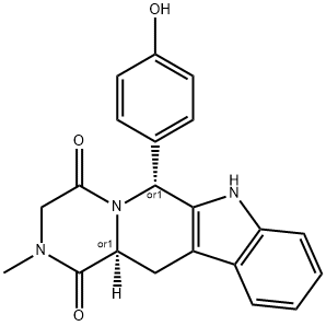 Pyrazino[1',2':1,6]pyrido[3,4-b]indole-1,4-dione, 2,3,6,7,12,12a-hexahydro-6-(4-hydroxyphenyl)-2-methyl-, (6R,12aS)-rel- Structure