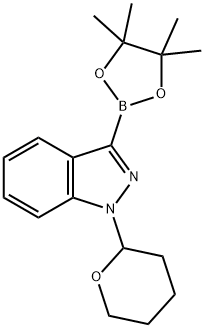 1H-Indazole, 1-(tetrahydro-2H-pyran-2-yl)-3-(4,4,5,5-tetramethyl-1,3,2-dioxaborolan-2-yl)- 구조식 이미지