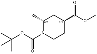 1,4-Piperidinedicarboxylic acid, 2-methyl-, 1-(1,1-dimethylethyl) 4-methyl ester, (2R,4R)-rel- Structure