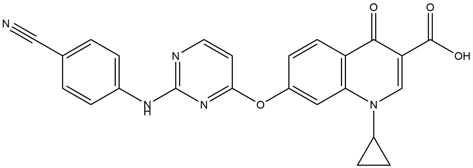 7-[[2-[(4-Cyanophenyl)amino]-4-pyrimidinyl]oxy]-1-cyclopropyl-1,4-dihydro-4-oxo-3-quinolinecarboxylic acid Structure