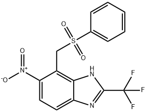 1H-Benzimidazole, 6-nitro-7-[(phenylsulfonyl)methyl]-2-(trifluoromethyl)- Structure