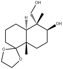 Spiro[1,3-dioxolane-2,1'(2'H)-naphthalene]-5'-methanol, octahydro-6'-hydroxy-5',8'a-dimethyl-, (4'aS,5'R,6'S,8'aS)- Structure