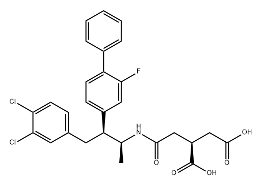 Butanedioic acid, [2-[[(1S,2S)-3-(3,4-dichlorophenyl)-2-(2-fluoro[1,1'-biphenyl]-4-yl)-1-methylpropyl]amino]-2-oxoethyl]-, (2S)- (9CI) Structure