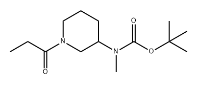 Carbamic acid, methyl[1-(1-oxopropyl)-3-piperidinyl]-, 1,1-dimethylethyl ester (9CI) 구조식 이미지