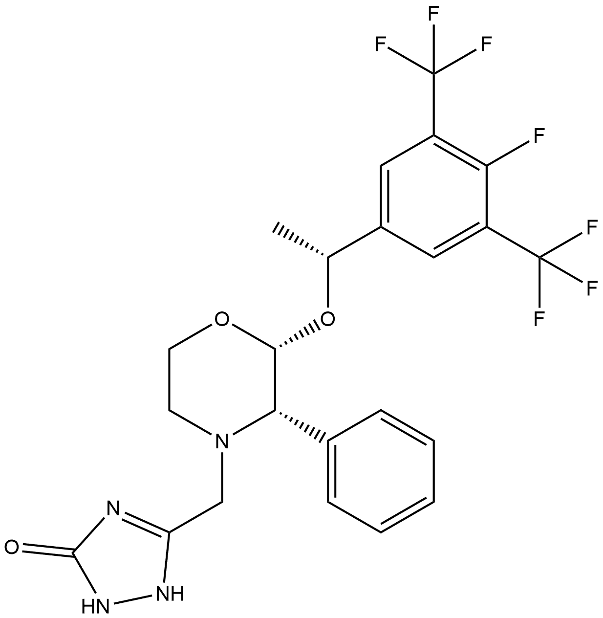 3H-1,2,4-Triazol-3-one, 5-[[2-[1-[4-fluoro-3,5-bis(trifluoromethyl)phenyl]ethoxy]-3-phenyl-4-morpholinyl]methyl]-1,2-dihydro-, [2R-[2α(R*),3α]]- (9CI) Structure