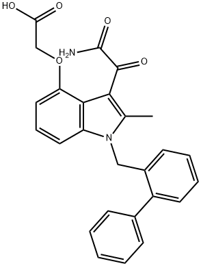 Acetic acid, 2-[[3-(2-amino-2-oxoacetyl)-1-([1,1'-biphenyl]-2-ylmethyl)-2-methyl-1H-indol-4-yl]oxy]- Structure