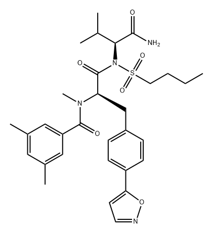 L-Valinamide, N-(3,5-dimethylbenzoyl)-4-(5-isoxazolyl)-N-methyl-D-phenylalanyl-N-(butylsulfonyl)- Structure