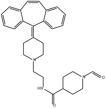 4-Piperidinecarboxamide, N-[2-[4-(5H-dibenzo[a,d]cyclohepten-5-ylidene)-1-piperidinyl]ethyl]-1-formyl- 구조식 이미지