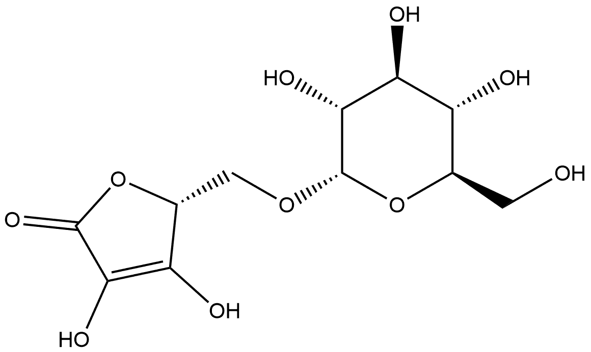 2(5H)-Furanone, 5-[(α-D-glucopyranosyloxy)methyl]-3,4-dihydroxy-, (5R)- Structure