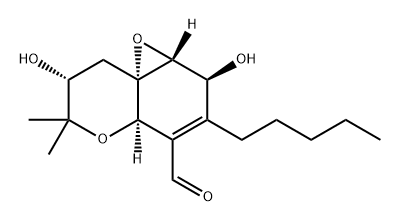1aH,6H-Oxireno[e][1]benzopyran-4-carboxaldehyde, 2,4a,7,8-tetrahydro-2,7-dihydroxy-6,6-dimethyl-3-pentyl-, (1aR,2S,4aR,7R,8aS)- Structure