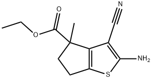 4H-Cyclopenta[b]thiophene-4-carboxylic acid, 2-amino-3-cyano-5,6-dihydro-4-methyl-, ethyl ester Structure