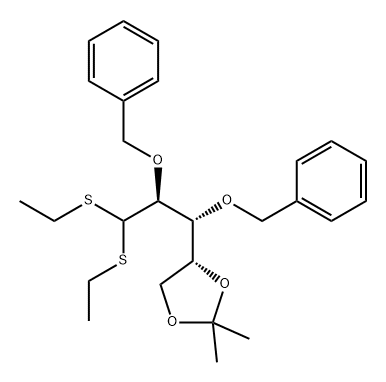 D-Arabinose, 4,5-O-(1-methylethylidene)-2,3-bis-O-(phenylmethyl)-, diethyl dithioacetal (9CI) 구조식 이미지