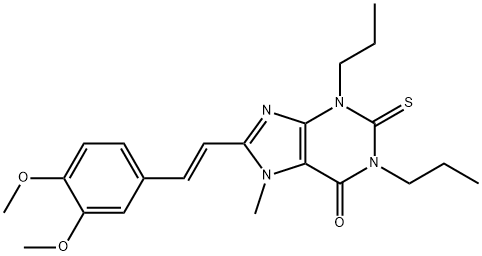 8-[(E)-2-(3,4-dimethoxyphenyl)ethenyl]-7-methyl-1,3-dipropyl-2-sulfany lidene-purin-6-one Structure