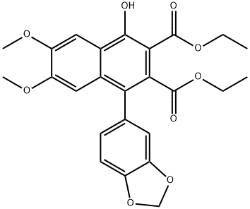 2,3-Naphthalenedicarboxylic acid, 1-(1,3-benzodioxol-5-yl)-4-hydroxy-6,7-dimethoxy-, 2,3-diethyl ester Structure