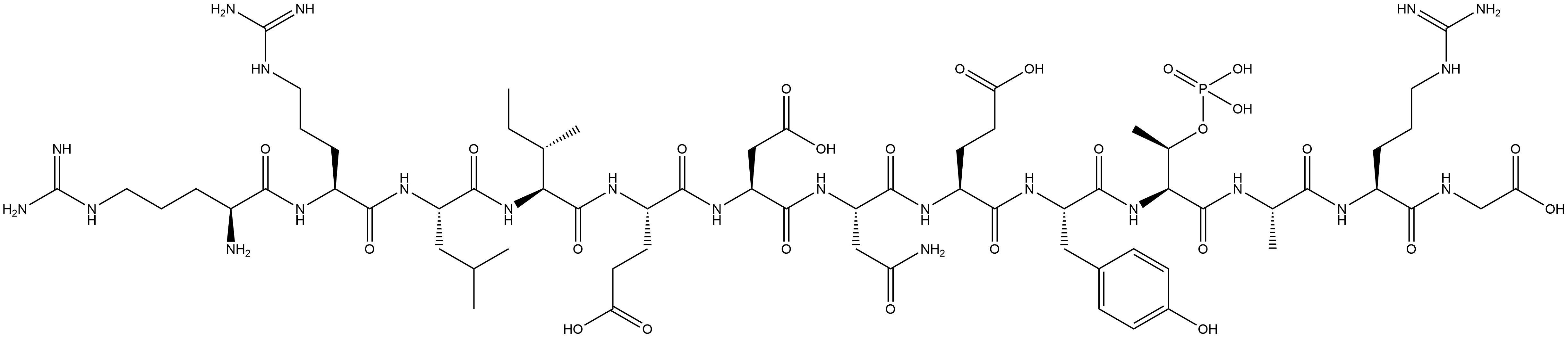 Glycine, L-arginyl-L-arginyl-L-leucyl-L-isoleucyl-L-α-glutamyl-L-α-aspartyl-L-asparaginyl-L-α-glutamyl-O-phosphono-L-tyrosyl-L-threonyl-L-alanyl-L-arginyl- Structure