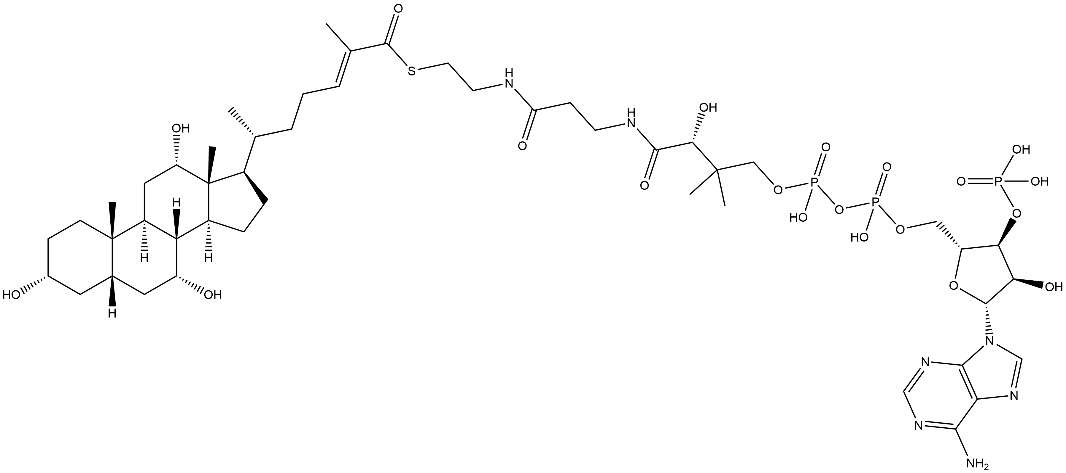 Cholest-24-ene-26-thioic acid, 3,7,12-trihydroxy-, S-ester with coenzyme A, (3α,5β,7α,12α,24E)- Structure