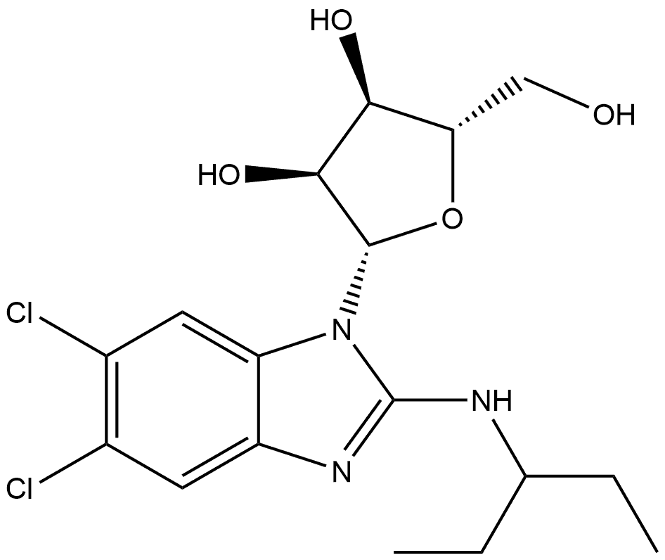 5,6-Dichloro-N-(1-ethylpropyl)-1-β-L-ribofuranosyl-1H-benzimidazol-2-amine Structure