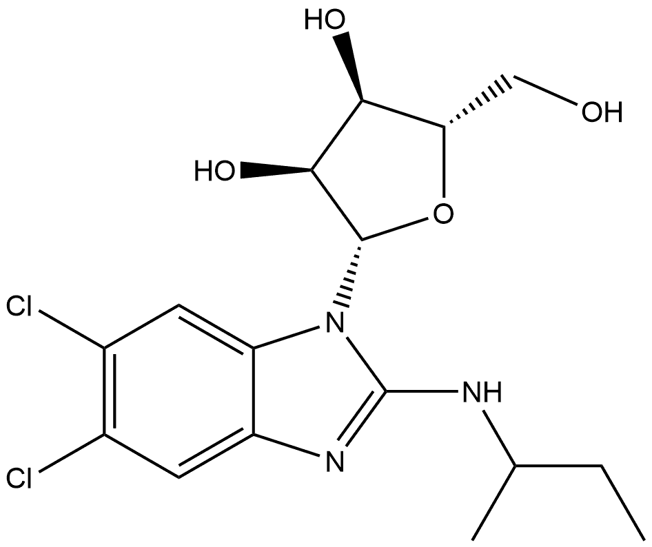 5,6-Dichloro-N-(1-methylpropyl)-1-β-L-ribofuranosyl-1H-benzimidazol-2-amine Structure