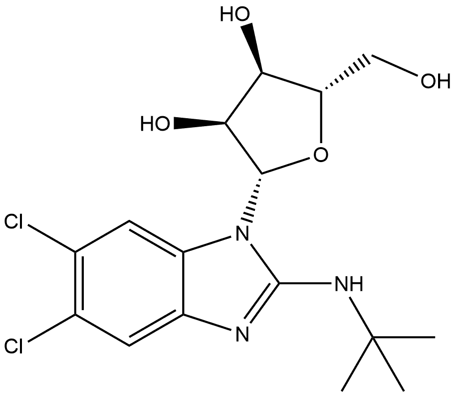 5,6-Dichloro-N-(1,1-dimethylethyl)-1-β-L-ribofuranosyl-1H-benzimidazol-2-amine Structure