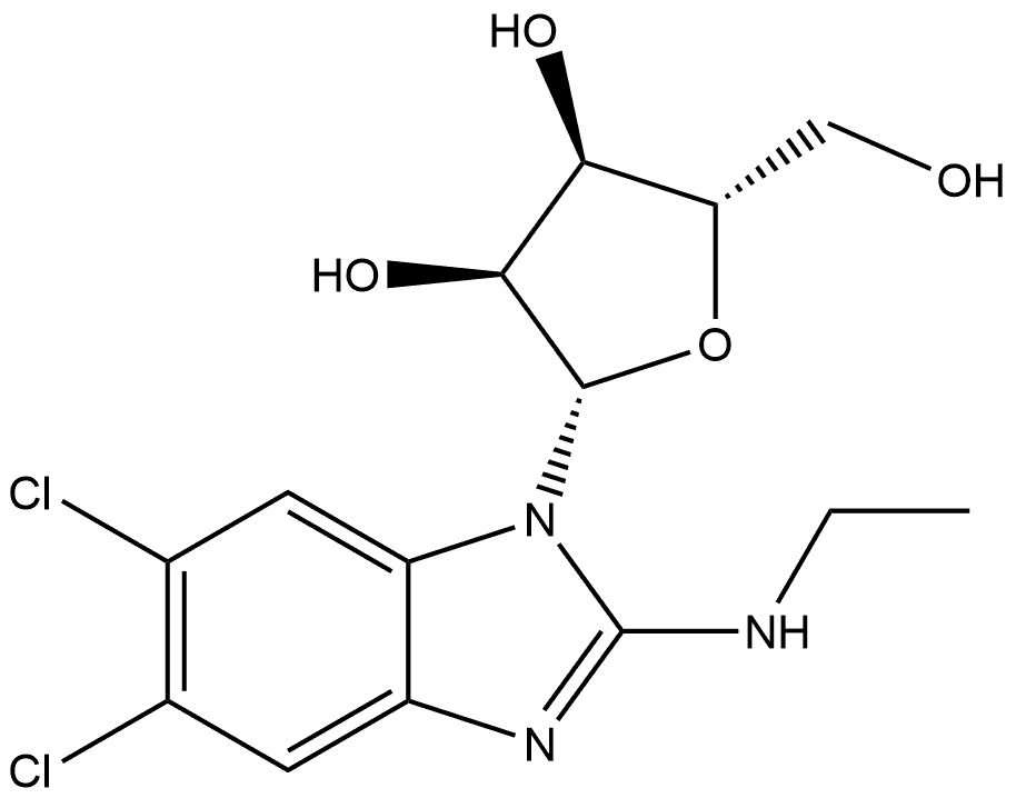 1H-Benzimidazol-2-amine, 5,6-dichloro-N-ethyl-1-β-L-ribofuranosyl- Structure