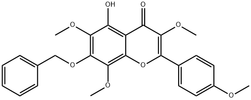 4H-1-Benzopyran-4-one, 5-hydroxy-3,6,8-trimethoxy-2-(4-methoxyphenyl)-7-(phenylmethoxy)- 구조식 이미지