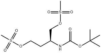 Carbamic acid, N-[(1S)-3-[(methylsulfonyl)oxy]-1-[[(methylsulfonyl)oxy]methyl]propyl]-, 1,1-dimethylethyl ester 구조식 이미지