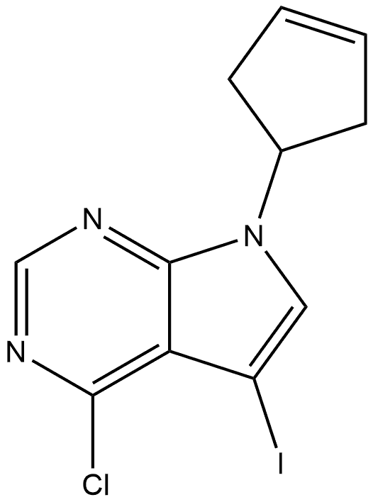 4-chloro-7-(cyclopent-3-en-1-yl)-5-iodo-7H-pyrrolo[2,3-d]pyrimidine Structure