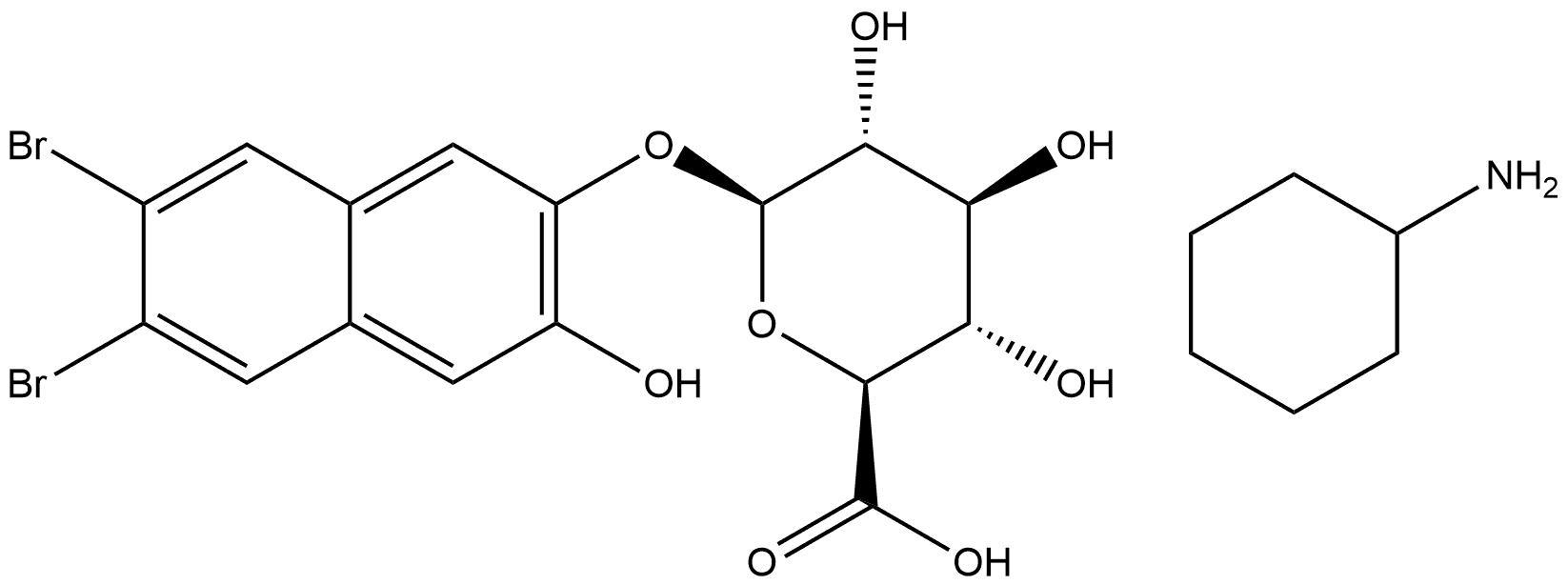 6,7-Dibromo-2,3-Dihydroxynaphthalene β-D-glucuronide cyclohexylammonium salt Structure