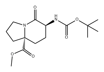 8a(1H)-Indolizinecarboxylic acid, 6-[[(1,1-dimethylethoxy)carbonyl]amino]hexahydro-5-oxo-, methyl ester, (6S,8aR)- 구조식 이미지