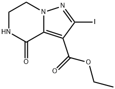 ethyl 2-iodo-4-oxo-4,5,6,7-tetrahydropyrazolo[1,5-a]pyrazine-3-carboxylate Structure
