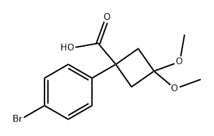 Cyclobutanecarboxylic acid, 1-(4-bromophenyl)-3,3-dimethoxy- Structure