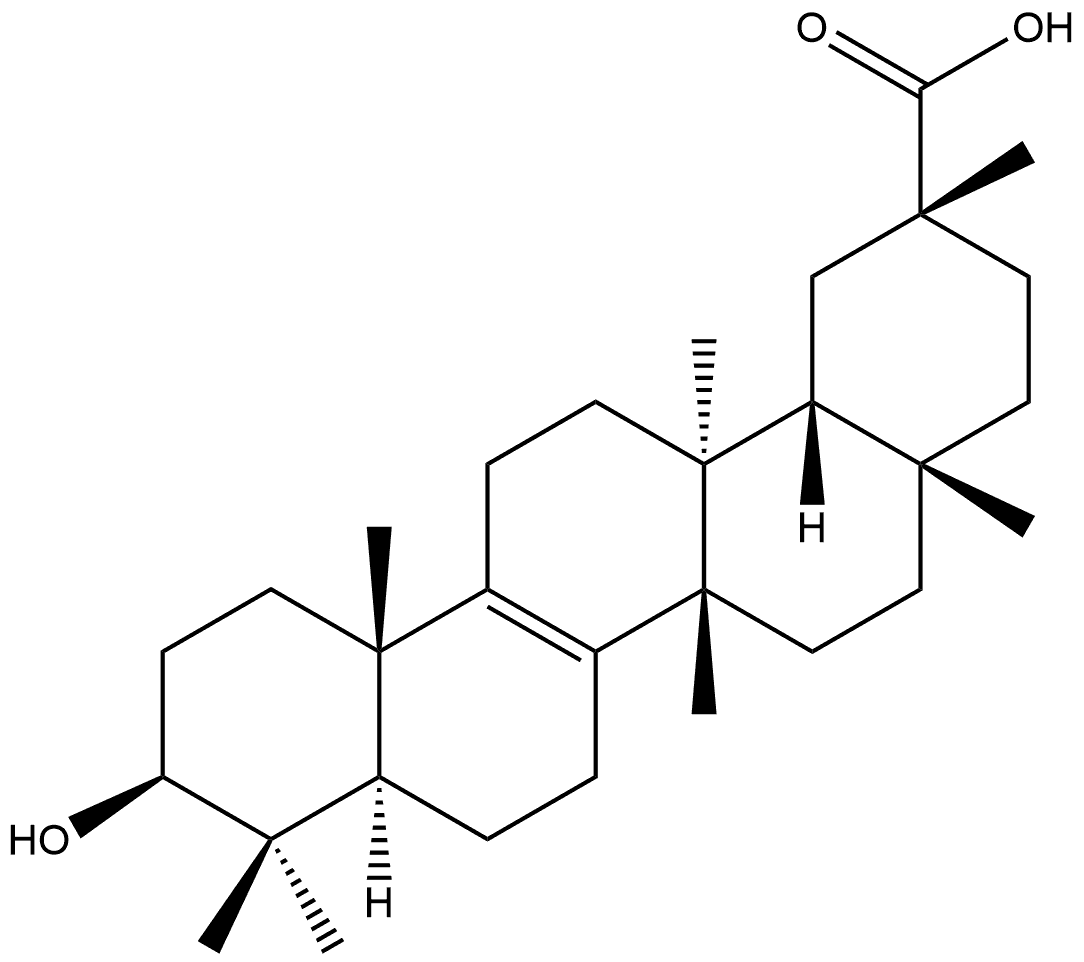 26-Norolean-8-en-29-oic acid, 3-hydroxy-13-methyl-, (3β,13α,14β,20α)- 구조식 이미지
