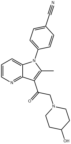 Benzonitrile, 4-[3-[2-(4-hydroxy-1-piperidinyl)acetyl]-2-methyl-1H-pyrrolo[3,2-b]pyridin-1-yl]- Structure